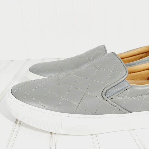 GREATS Brooklyn Womans Slip on Flat Sneaker Gray Leather Shoes H218 - Picture 3 of 12